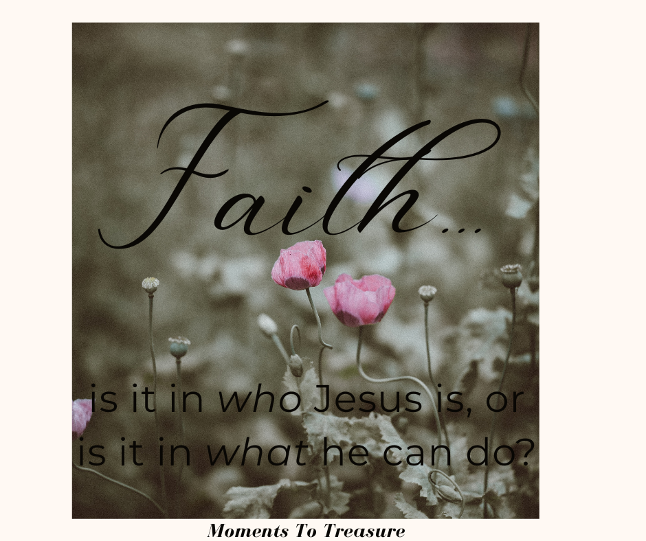 Faith...is it in who Jesus is, or is it in what he can do?